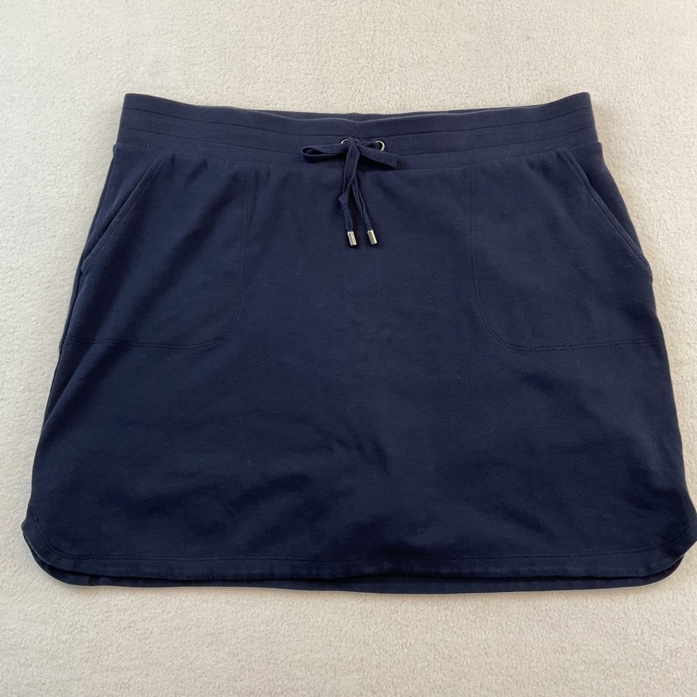 Croft & Barrow Navy Blue Cotton Stretch Skort Pockets Drawstring Large